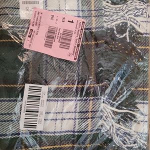 J Crew Plaid Scarf.  Never opened  new in plastic.  Dark blue, dark green, white